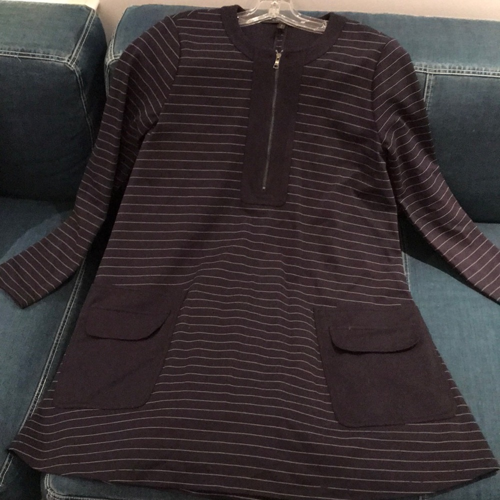BCBG navy striped tunic dress.